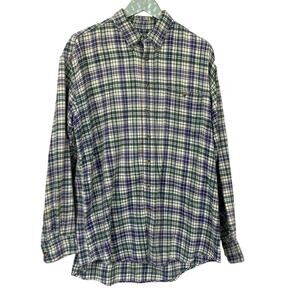 VTG Woolrich Flannel Shirt Mens XL Plaid Purple Green Heavy Indian Cotton Grunge